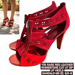 Rare Michael Kors Cherry Red Suede Rhinestone Heels ❤️✨